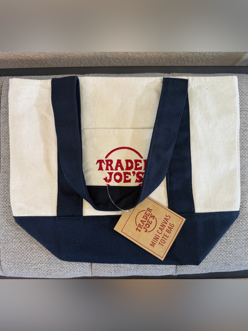 Trader Joe's Mini Canvas Tote Bag Set - Blue and Green (2) - Picture 4 of 12